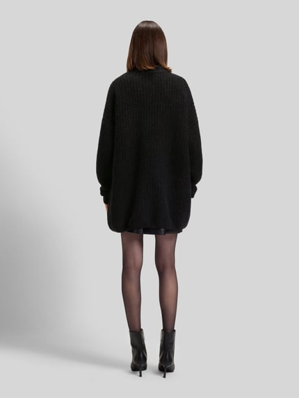 HUGO Sweter o kroju oversized z dzianiny z mieszanki wełny model ‘SLOGUIS’ Czarny 5
