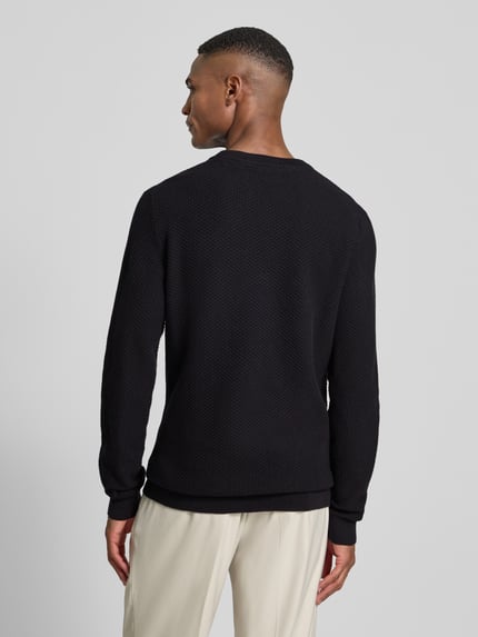 Lindbergh Strickpullover mit Strukturmuster und Rundhalsausschnitt Black 5