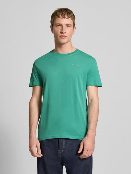 Tommy Jeans Slim Fit T-Shirt aus reiner Baumwolle Modell 'LINEAR CHEST TEE' Gruen 4