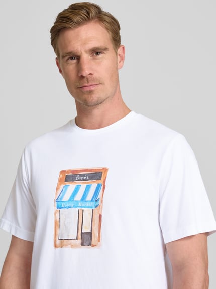 Forét T-shirt z nadrukowanym motywem model ‘MARKET’ Biały 3