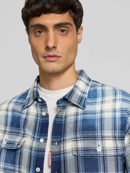 Dsquared2 Regular fit vrijetijdsoverhemd met borstzak Jeansblauw - 3