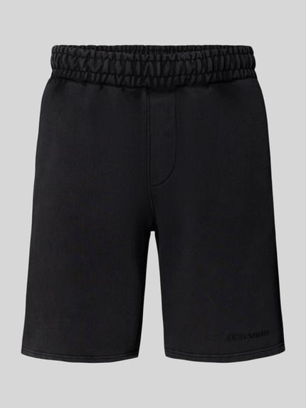 Produktfoto, Shorts mit elastischem Bund und Logo-Stitching von Pegador im Baumwoll-Mix, Loose Fit, schwarze Farbe, strukturierte Oberfläche