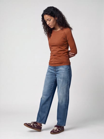 s.Oliver RED LABEL Longsleeve mit Rollsaum-Details Cognac 1