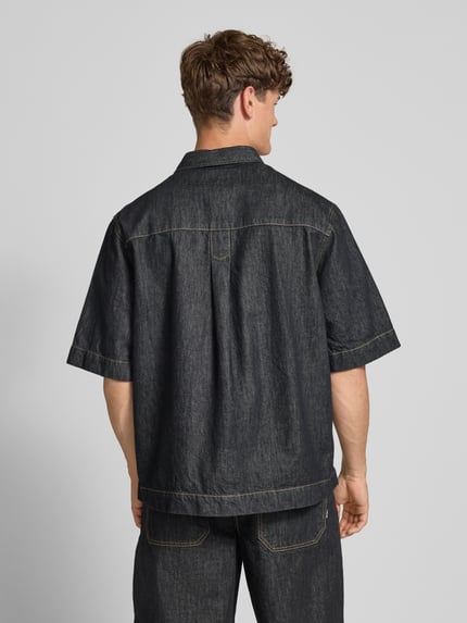 REVIEW Regular fit jeansoverhemd met borstzak Zwart - 5
