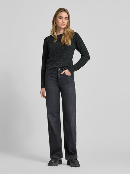 VERO MODA Sweter z dzianiny o kroju regular fit z raglanowymi rękawami model ‘DOFFY’ Czarny 1