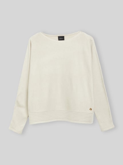 Produktfoto, cremefarbener relaxed fit pullover aus viscosemix von s.Oliver BLACK LABEL, Dames Pullover, strukturierte zoom.