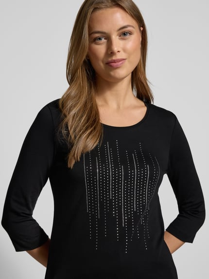 Christian Berg Woman T-shirt met siersteentjes en 3/4-mouwen Zwart - 3