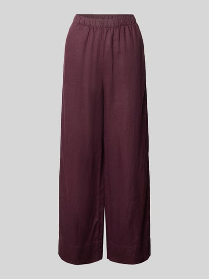 Produktfoto, Stoffhose mit elastischem Bund Modell 'LINO' von Mango in dunklem Lila, Wide-Leg-Pants, Material-Mix mit Baumwoll-Anteil