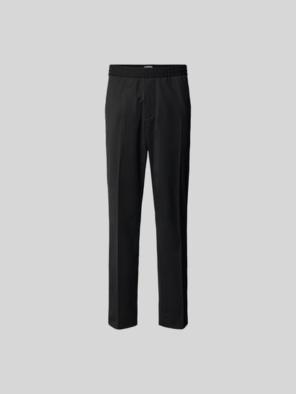 Produktfoto, Straight Fit Stoffhose mit Woll-Anteil von Filippa K, Elastischer-Material-Mix, Schwarz, Bundfalten, Eingrifftaschen, glatte Textur