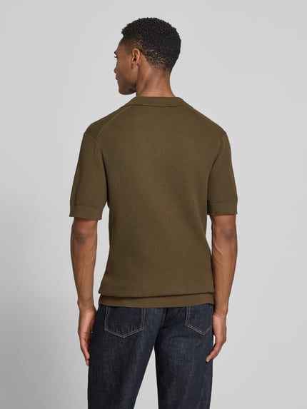 Casual Friday Regular Fit Strick-Poloshirt mit Strukturmuster Modell 'MOSVIK' Dunkelbraun 5