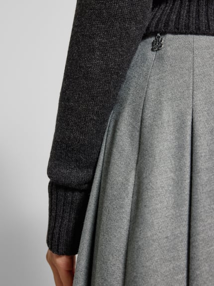HUGO Spódnica mini o kroju regular fit z flaneli model ‘RADINA’ Jasnoszary melanż 3