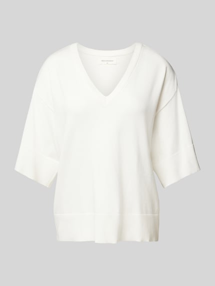 MSCH Copenhagen T-shirt z czystej wiskozy z dekoltem w serek model ‘Eslina’ Złamany biały 2