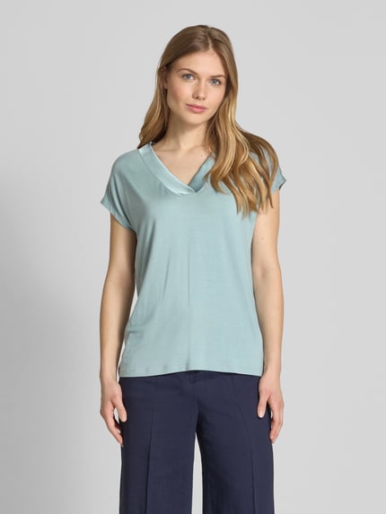 Jake*s Collection T-Shirt mit V-Ausschnitt Eisblau 4