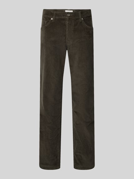 Produktfoto, spodnie sztruksowe z mieszanki bawełny Straight Fit Cordhose aus Baumwoll-Mix Modell 'Mythos Flex Cord' von Brax, kolor ciemnobrązowy, faktura sztruksowa, Herren Cordhose von Brax