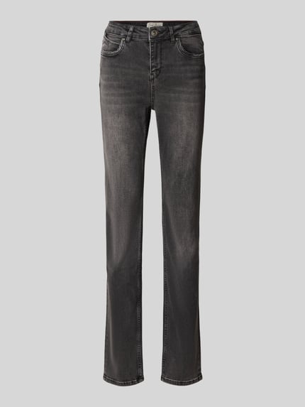 Produktfoto, Straight Fit Jeans aus Baumwoll-Mix Modell 'JOYCE' von Cars Jeans, dunkles Grau, 5-Pocket-Design, sichtbare Nähte, glatte Textur.