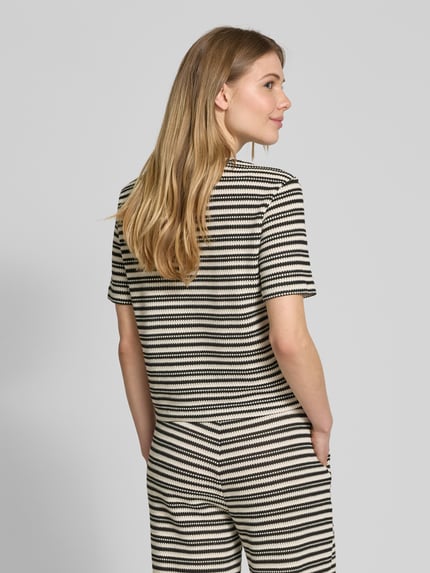 Jake*s Collection T-Shirt in Strick-Optik Black 5