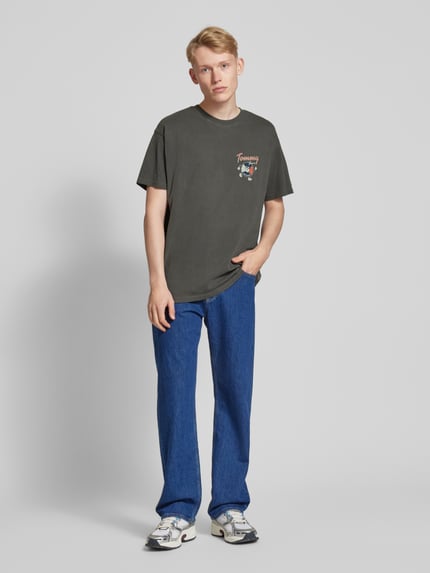 Tommy Jeans Relaxed Fit T-Shirt mit Logo-Stitching Modell 'NOVELTY' Black 1