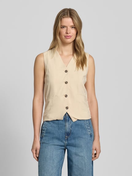Pepe Jeans Regular Fit Leinenweste aus Viskose-Lyocell-Mix Modell 'STELLA' Offwhite 4