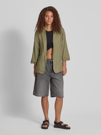 PIECES Żakiet o kroju regular fit z mieszanki wiskozy i lnu model ‘PIA BOSELLA’ Khaki 1