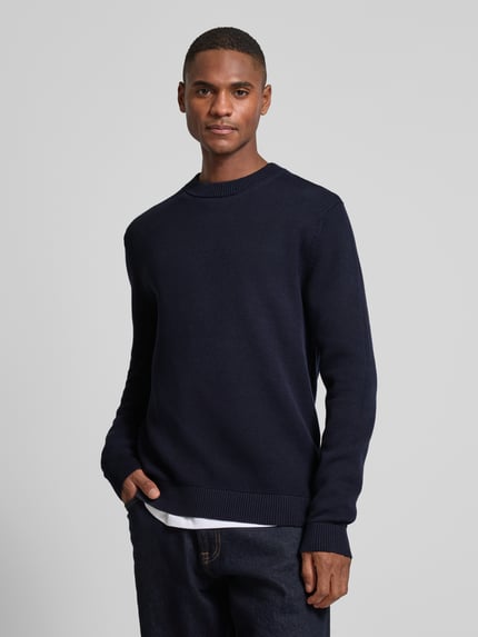 Selected Gebreide pullover met ribboorden, model 'DANE' Marineblauw - 4