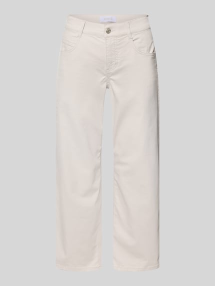 Produktfoto, Jeans in verkürzter Passform Modell 'Laia' von Angels aus Baumwoll-Mix mit Stretch-Anteil, Eingrifftaschen, Farbe Hellbeige.