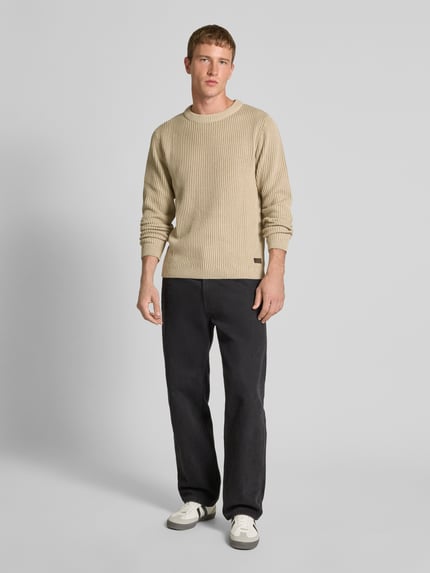 JACK & JONES Gebreide pullover met ribboorden, model 'DOVER' Beige - 1