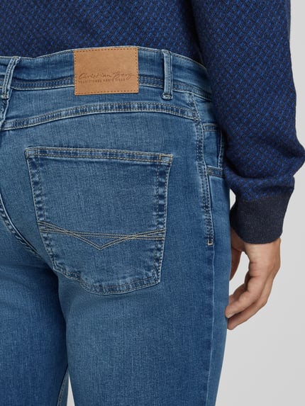 Christian Berg Men regular fit jeans met merkdetail Donkerblauw gemêleerd - 3