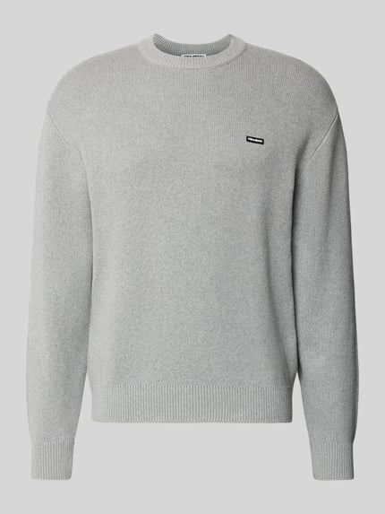 REVIEW Relaxed Fit Strickpullover aus reiner Baumwolle Hellgrau Melange 1