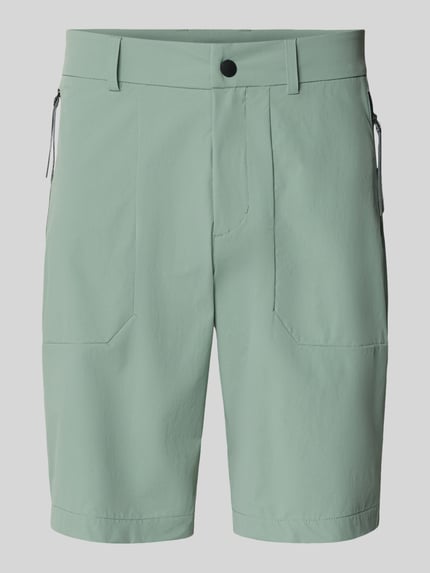 Produktfoto, Shorts mit Reißverschlusstaschen Modell 'VIDAL2' von FIRE + ICE, Herren Shorts aus Material-Mix mit Stretch-Anteil in Regular-Fit, Farbe mintgrün, strukturierte glatte Textur, Bundweite 47 cm, Innenbeinlänge 24 cm bei Größe 50.