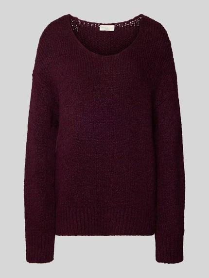 Milano Italy Loose Fit Strickpullover mit Woll-Alpaka-Anteil Bordeaux 2
