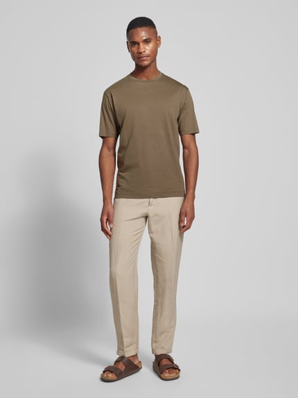 DRYKORN T-shirt met geribde ronde hals, model 'GILBERD' Leem - 1