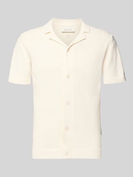 Produktfoto, Regular Fit Freizeithemd mit Reverskragen Modell 'LINDHOLM' von Casual Friday aus Baumwoll-Mix in Creme, kurze Ärmel, Feinstruktur