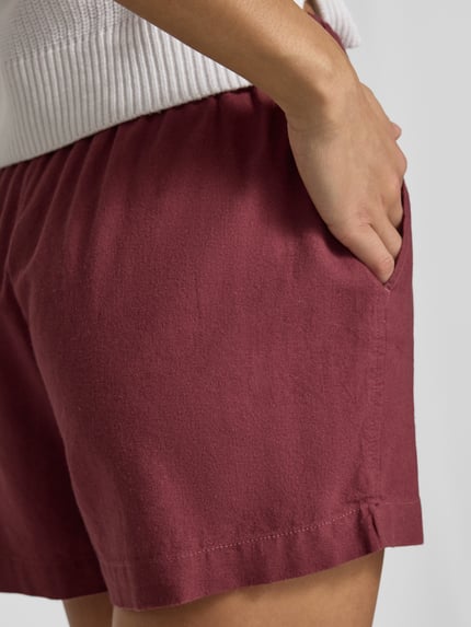 ONLY Relaxed Fit Bermudas aus Viskose-Leinen-Mix Modell 'GOA' Mauve 3