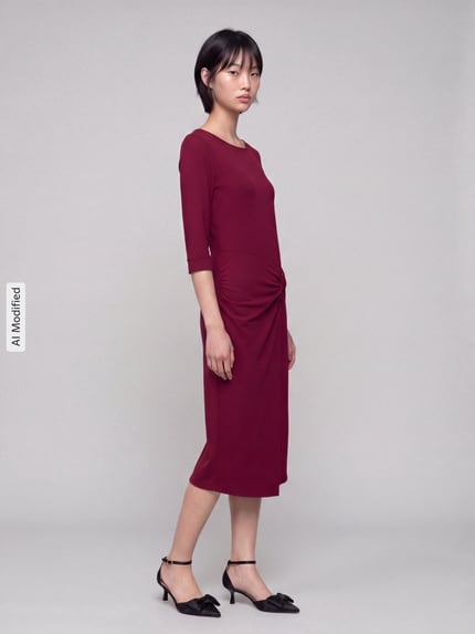 Tom Tailor Tailliertes Businesskleid aus Modal-Mix Bordeaux 1