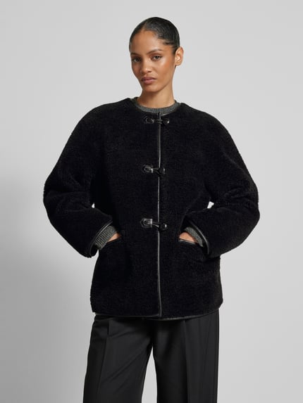 Jake*s Collection Teddyjack met knoopsluiting en steekzakken Zwart - 4