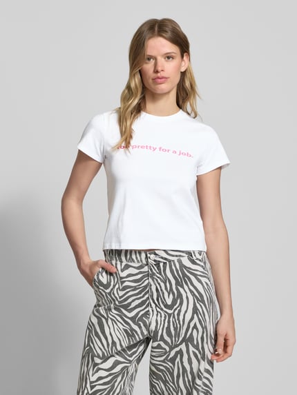 REVIEW T-Shirt mit Statement-Stitching Weiss 4