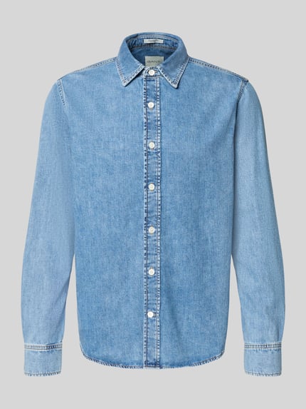 Produktfoto, Regular Fit Jeanshemd mit Kentkragen von Gant aus Reine Baumwolle, hellblauer Jeansstoff, durchgängige Knopfleiste, Langärmelig