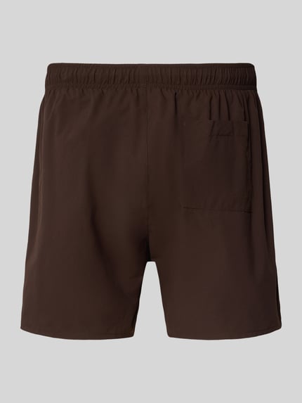 Produktfoto, Badeshorts mit Label Stitching Modell 'Iconic' von BOSS in Braun, Optik: Unifarben, Gesäßtasche, Materialverarbeitung: Stretch