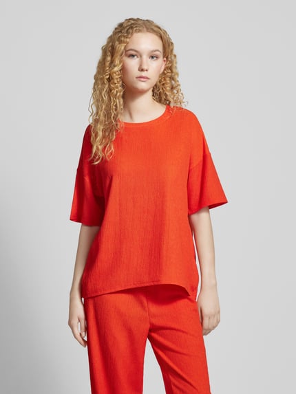 PIECES T-Shirt mit Strukturmuster Modell 'LUNA' Hellrot 4