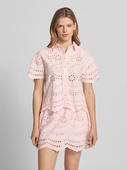 ONLY Boxy fit blouse met korte mouwen van puur katoen model 'NEW LALISA' Roze - 4