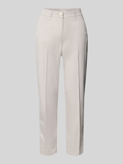 Produktfoto, jasnoszara Hose in verkürzter Passform Modell 'Mara S' von Brax, bawełniany miks z lyocellem, kanty, kieszenie, Szerokość w rozmiarze 36: 37 cm, długość nogawki wewnętrznej w rozmiarze 36: 67 cm