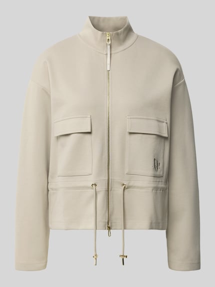 Produktfoto, Regular Fit sweatjack van katoenmix van JOOP! in beige met rechte vormen en gladde textuur, Dames sweatjack van JOOP!