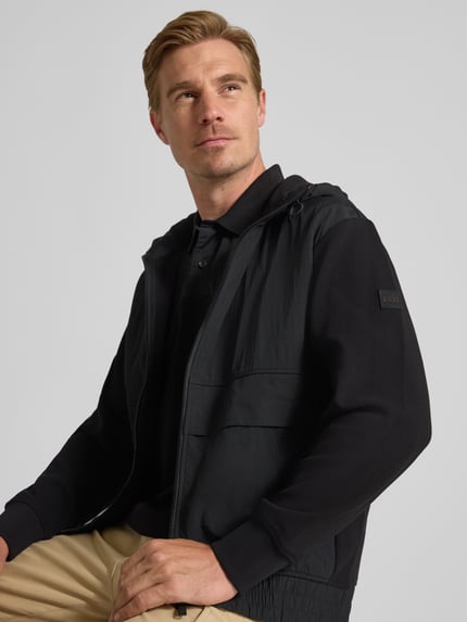 BOSS Orange Regular fit sweatjack van puur katoen, model 'ZE_HOOD' Zwart - 3