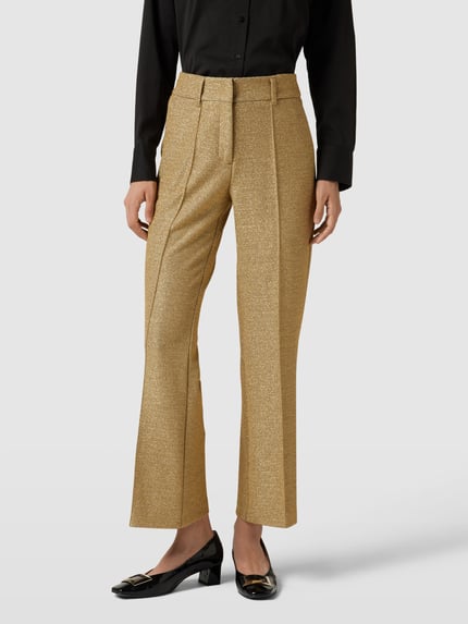 CAMBIO Broek met bandplooien, model 'FRANCE' Goud gemêleerd - 4