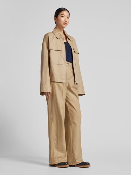 Jake*s Studio Woman Loose Fit Hemdjacke aus Baumwoll-Leinen-Mix Mud 1