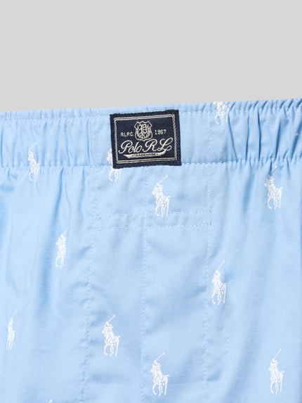 Produktfoto, hellblaue Boxershorts aus reiner Baumwolle im 3er-Pack von Polo Ralph Lauren, feine weiße Muster, Polo Ralph Lauren Underwear