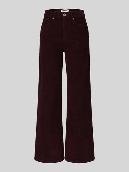 Produktfoto, donkerbruine corduroy broek met rechte wide leg, grof ribpatroon, Wide Leg Cordhose aus Baumwoll-Mix Modell 'HOPE' van ONLY, Dames.