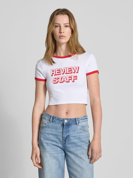 REVIEW Kort T-shirt met labelprint Wit - 4