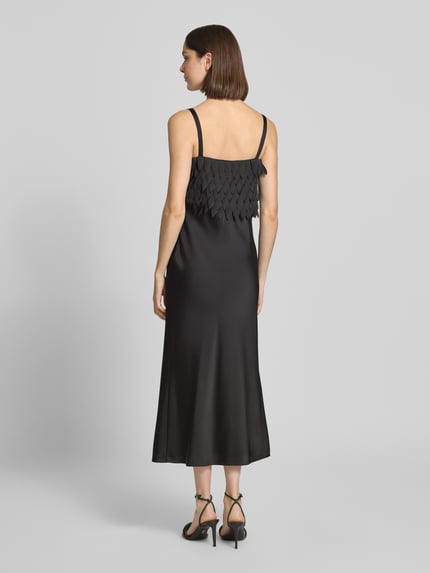 BOSS Midi-jurk met bandjes met lasercut-vormen Model 'DALASER' Zwart - 5