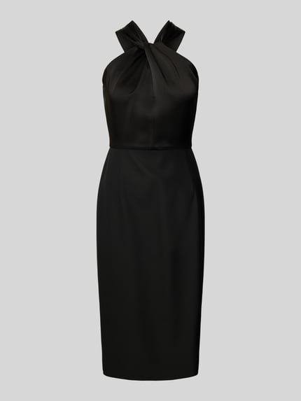 BOSS Knielange jurk met halter, model 'Datinar' Zwart - 2